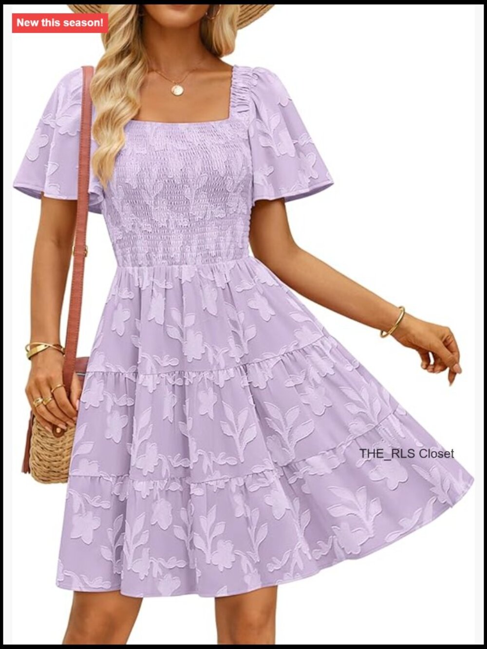 Boho Floral Mini Dress Square Neck Short Sleeve Swing A-Line Sundress Summer